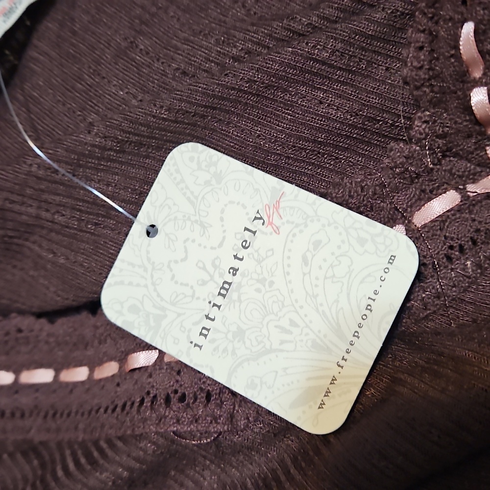 NWT Free People Only You Brown Long Sleeve Ribbon Laced Top - Picture 10 of 11